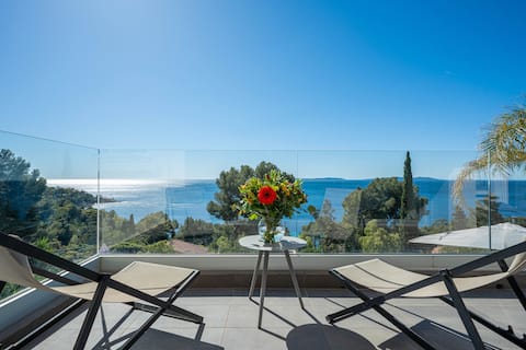 Beautiful villa with sea and pool views.