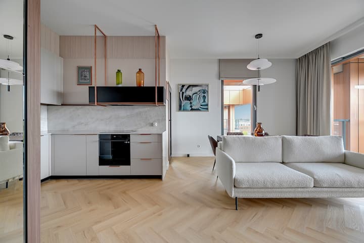 Beige Bliss - 2 Bed With Sauna & Gym - Gdańsk