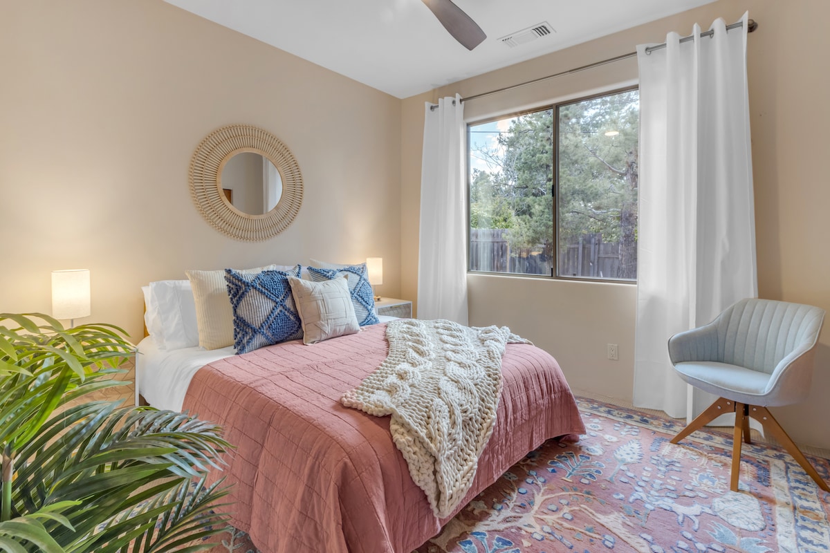Bedroom 2 or the pink room as I like to fondly call it is cozy and comfortable. 

Each bedroom has eye masks and ear plugs available in the side table for your restful sleep.