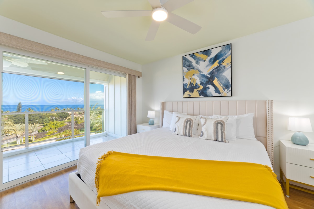 غرفة نوم ثانية بسرير كينج وإطلالة كاملة على المحيط.  الاستيقاظ على المحيط ورؤية القمر يضيء الماء ليلاً. يمكن لغرفة النوم الثانية الوصول إلى  لاناي أيضًا.