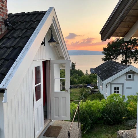 Idyllic view cabins on Nesodden by Oslofjorden