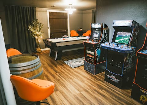 Vibrant Forest Retreat | Game Room, Spa, Fire Pit