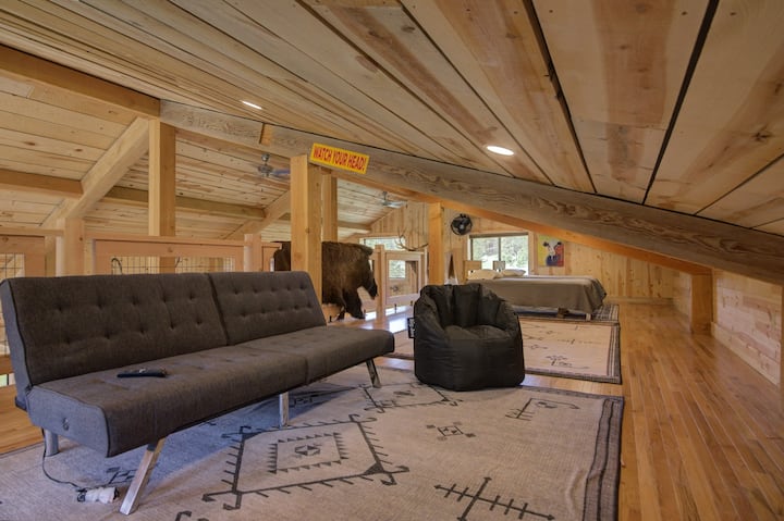 Loft s televízorom a dvoma samostatnými posteľami - skvelý priestor pre deti!