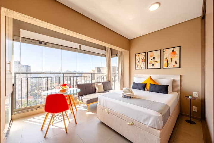 Lindo Studio No 24° Andar Com Vista Livre - Moema