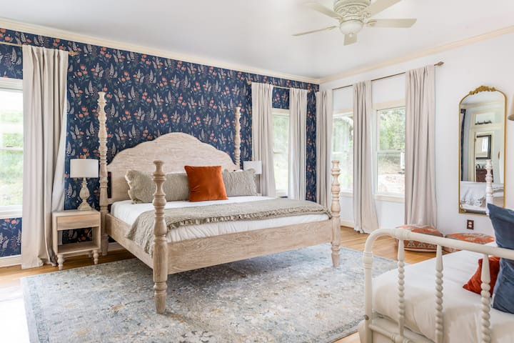 Each bedroom offers a unique design experience with large beds and top-rated mattresses.