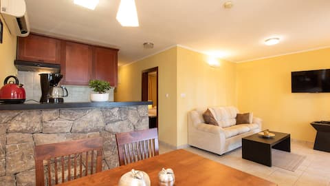 Popular Airbnb listing: Lotus Resort Apt 3 Private Balcony Shared Pools 4* in Brzac