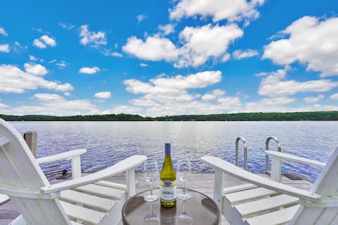 Lakefront Retreat w/ Private Beach, Dock & Hot Tub