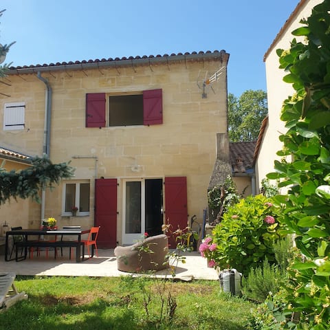 Stone house with garden.