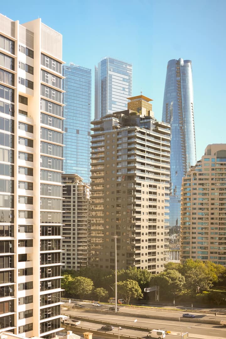 Actual west facing view of the Crown Casino from the apartment.