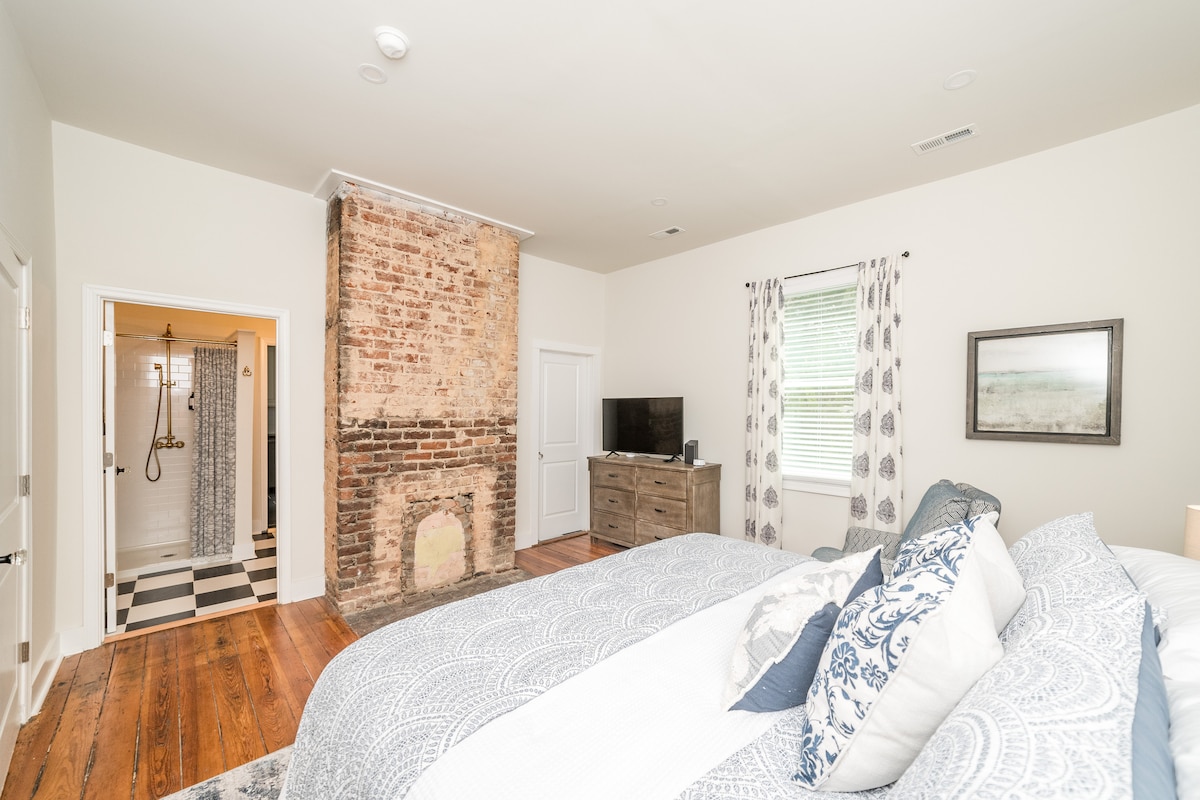 Historic brick fireplace