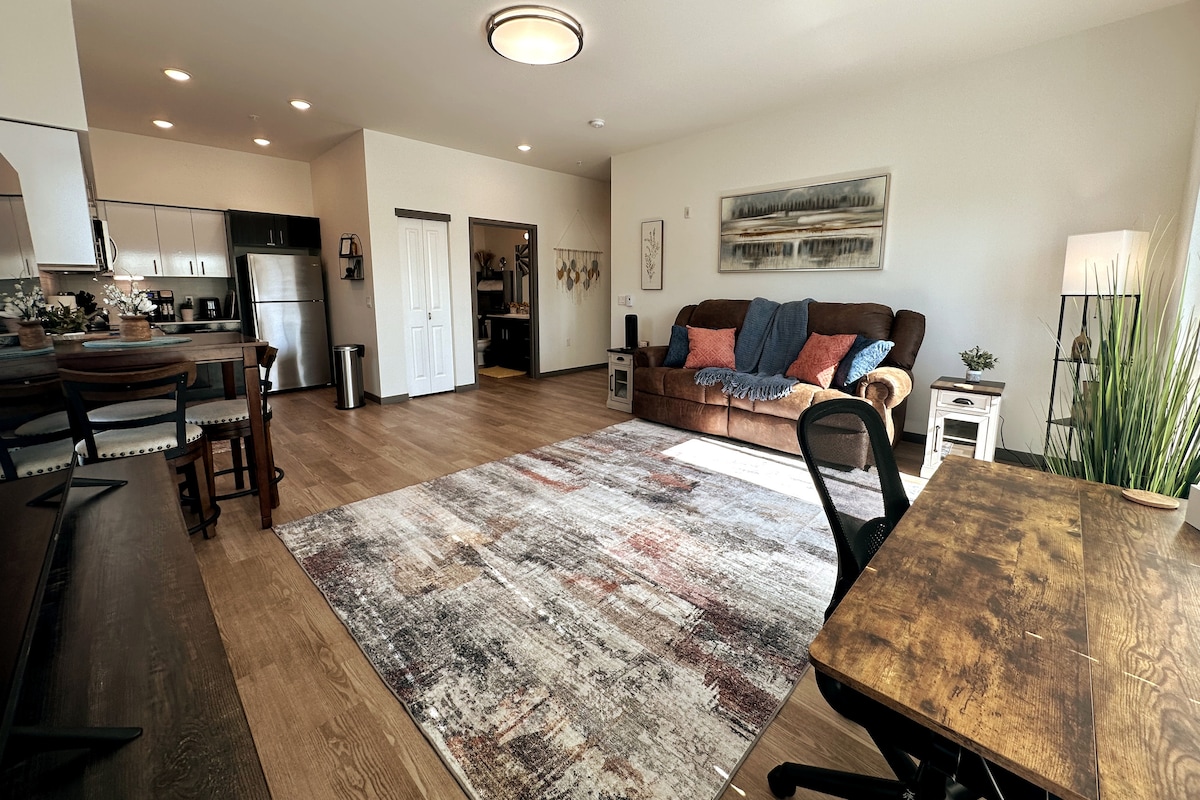 There is plenty of natural light. We made sure there are enough outlets and USB ports easily accessible for all your devices.