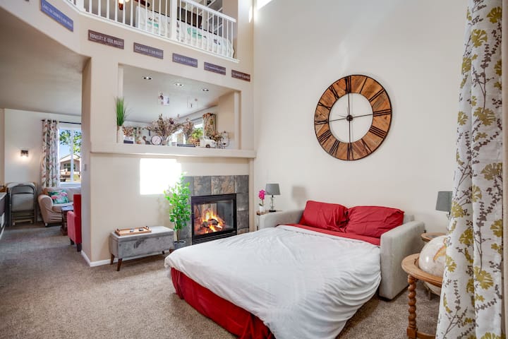 This is a first floor living room that can transform into a bedroom. The pull-out couch is a $2000 bed that is very comfortable. A first floor half bath is adjacent.