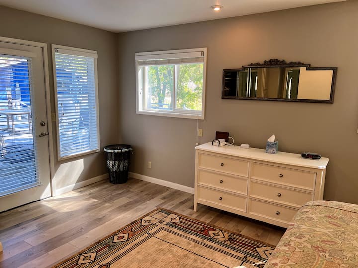 Large primary bedroom w/room for a crib if needed.  :) 