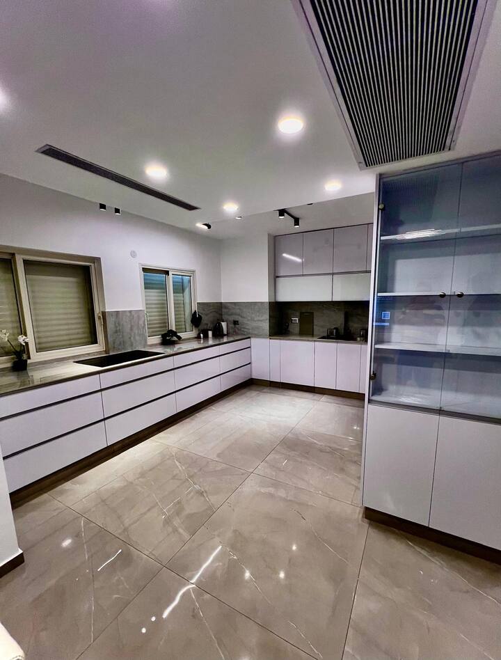 Kitchen area of Beachfront Apartment in Bat Yam