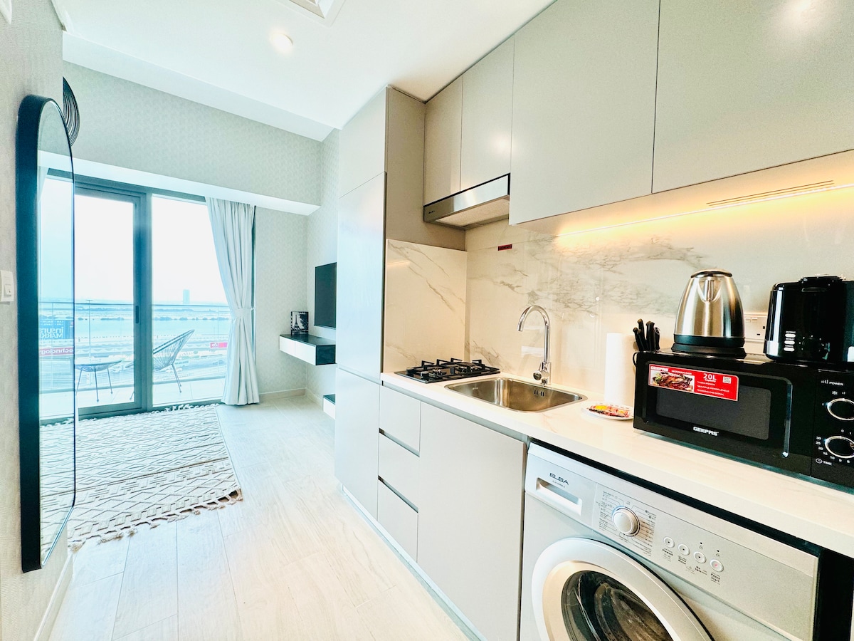 Top performing Airbnb: Stylish Studio w/ Creek & Skyline View | Al Jaddaf in Al Jadaf