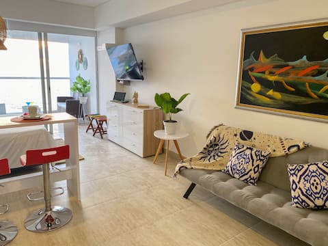 Top Airbnb: Modern loft with ocean view in Cartagena. Pool in Crespo
