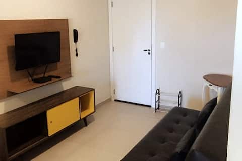 Imóvel de sucesso: Apartment with an en-suite and barbecue grill em Capivari