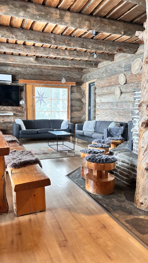 Atmospheric log cabin for 16 people in Riihivuori