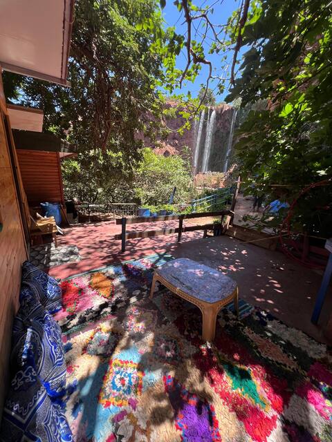 cabin within the waterfall