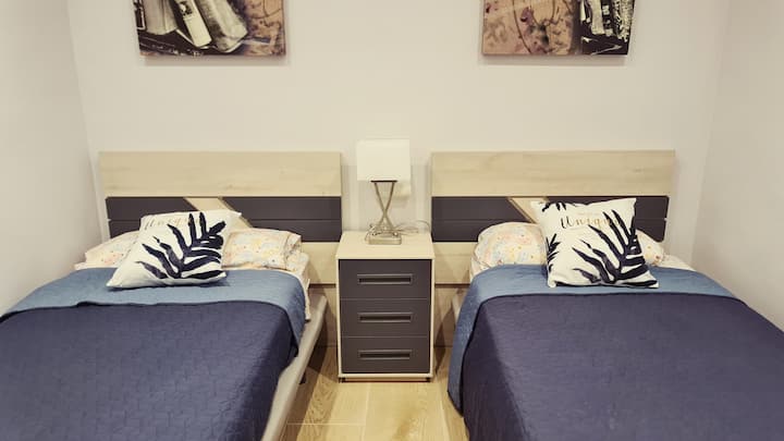 Izba pre hostí s dvoma oddelenými lôžkami 