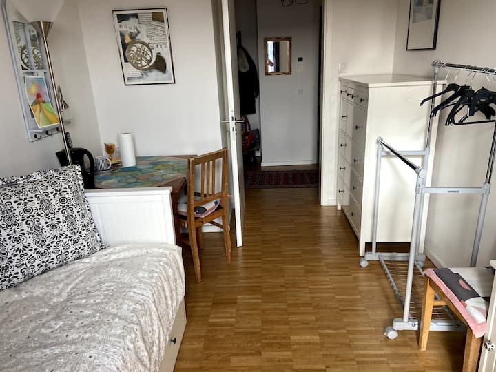 חדר שינה לאורחים המשקיף על המסדרון