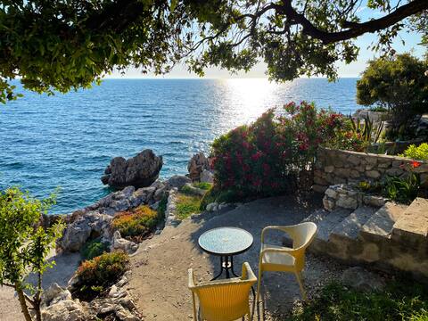 Seaside Holm Oak Villa with Private Rocky Beach