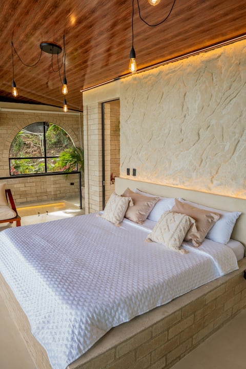 Mountain retreat with heated cave