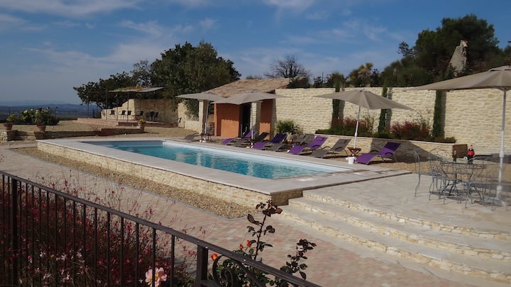 Mas Grande Con Piscina Climatizada Para 10 Personas, 3 Baños Con Vista Panomarica - Vaison-la-Romaine