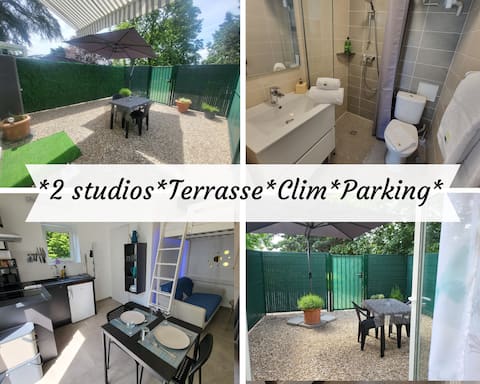 * 2 studios * Parking * Terrasse * Clim *