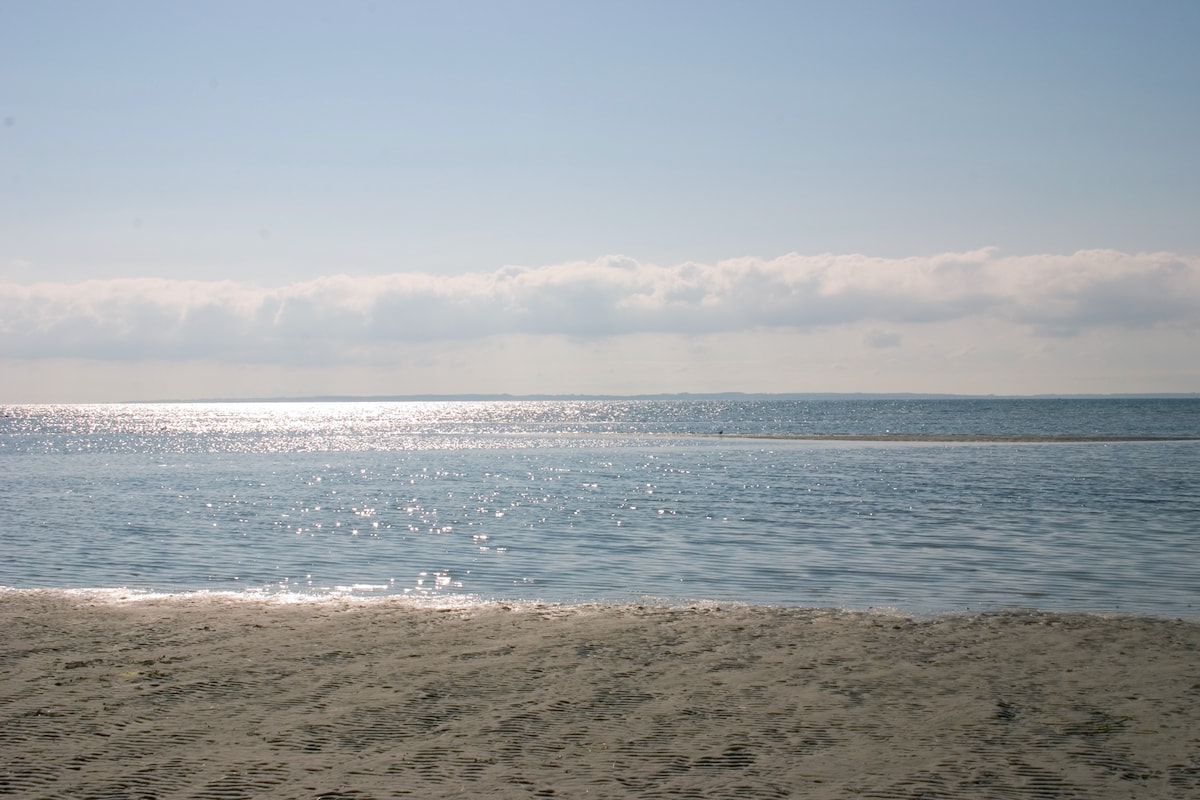 Vestvendt terrasse med panoramaudsigt Isefjorden Dråby Strand