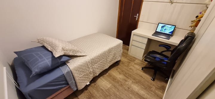 Also a semi office: comfortable chair and a notebook to work or study 