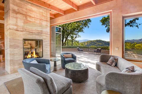 Modern Luxury with Vineyard Views, Pool & Spa