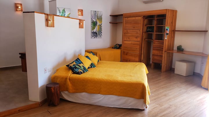 Yellow bedroom upstairs