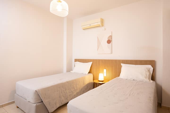 One of the twin bedrooms in irida villa