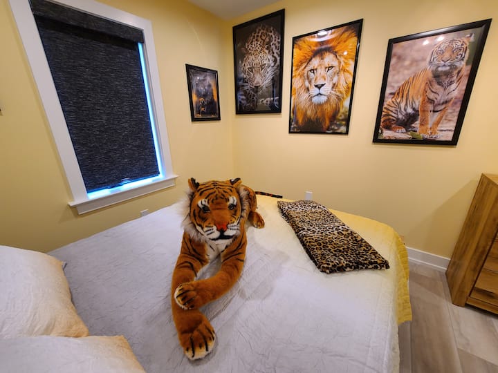 The "African Cat Room" has many unique photos of wild cats and a few famous cats, including Tony the Tiger and his "grandson" Tommy the Tiger. This room is sure to have you chuckling as you read about our pet cat Toby and his relation to Toby Keith!