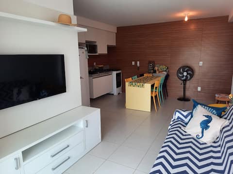 Top Airbnb: Flat, 3 quartos, beira mar no Cupe Beach Living em Recife