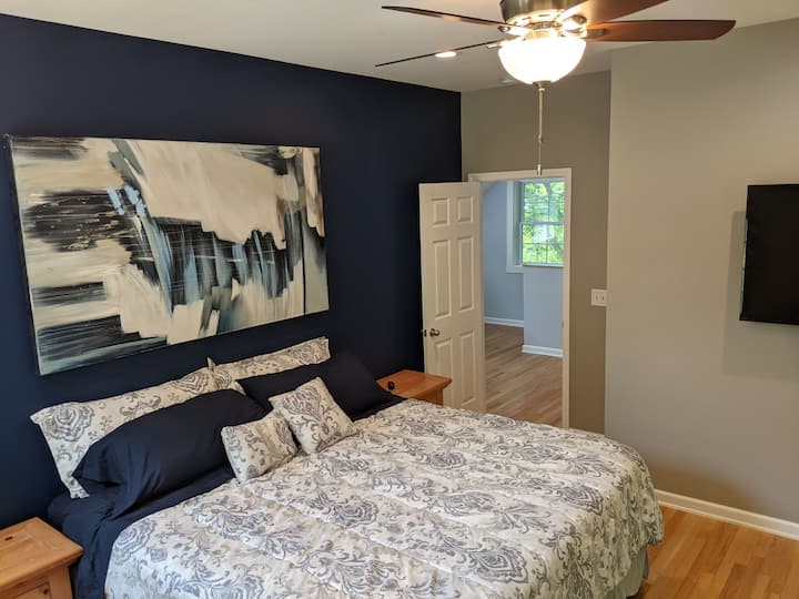 King bedroom in space over garage (MIL Suite).  