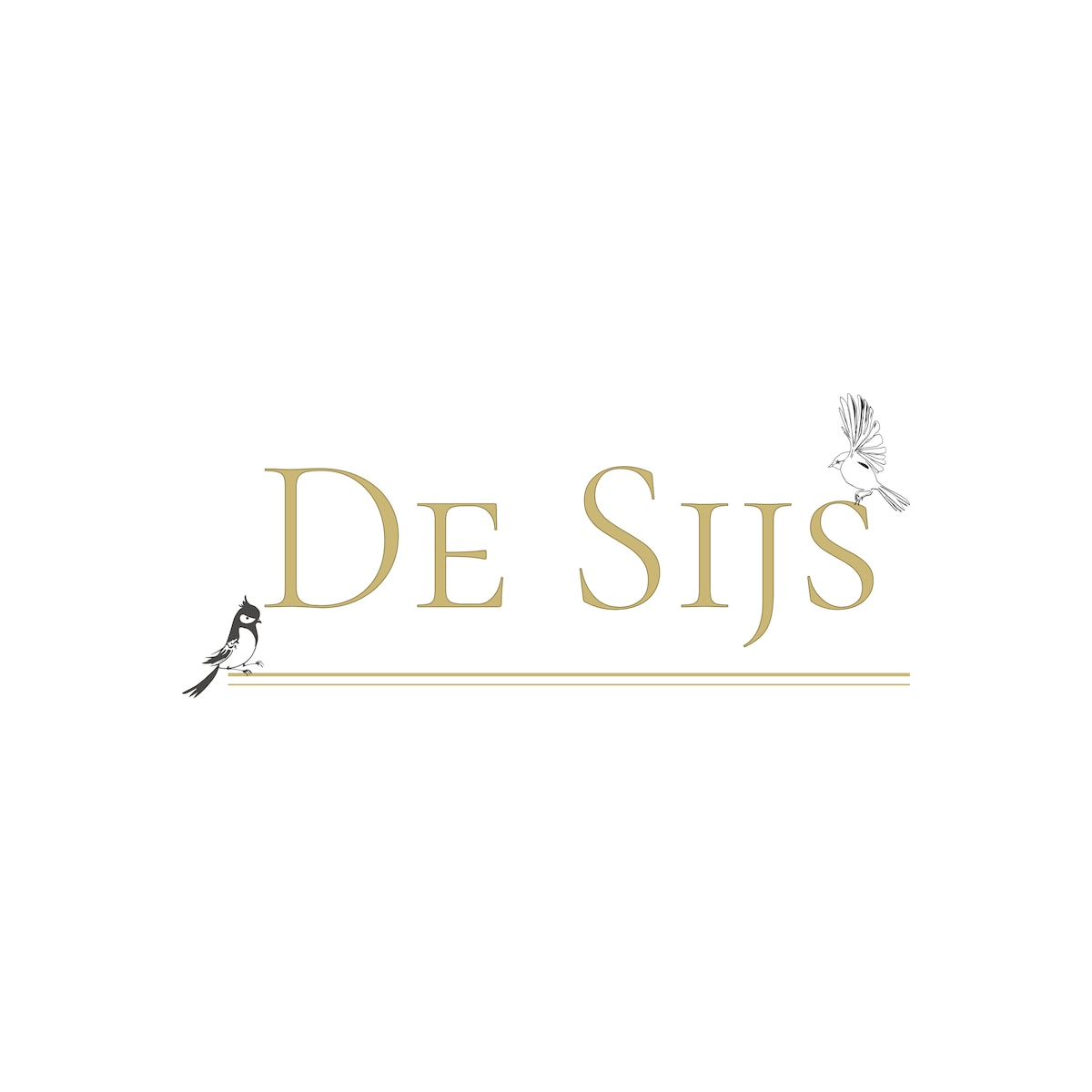 The image features the logo of De Sijs B&B, incorporating elegant typography in gold, with illustrations of birds on either side. The design blends simplicity and sophistication, conveying a welcoming identity for the establishment.
