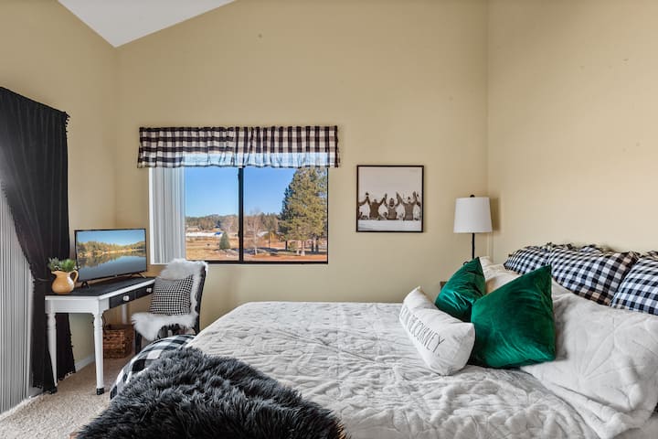 Indulgent Master Bedroom, with sumptuous linens and views to savor laying in bed!