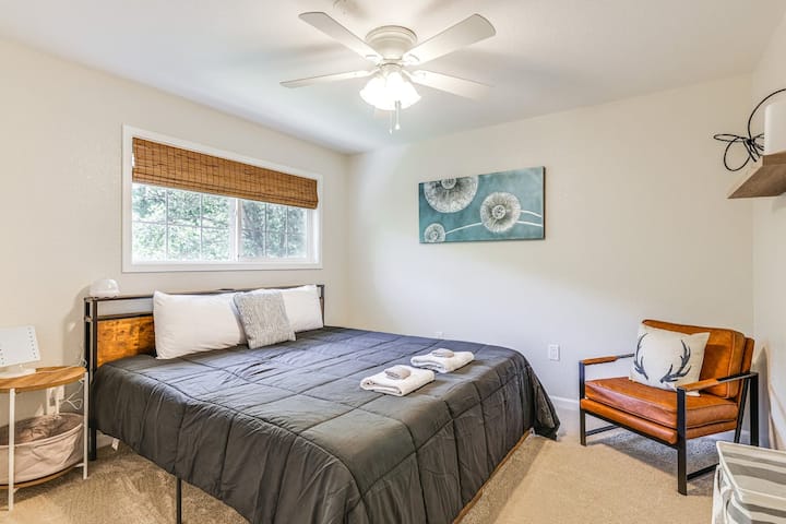 Relax in king  bedroom with blackout shades for deep rest