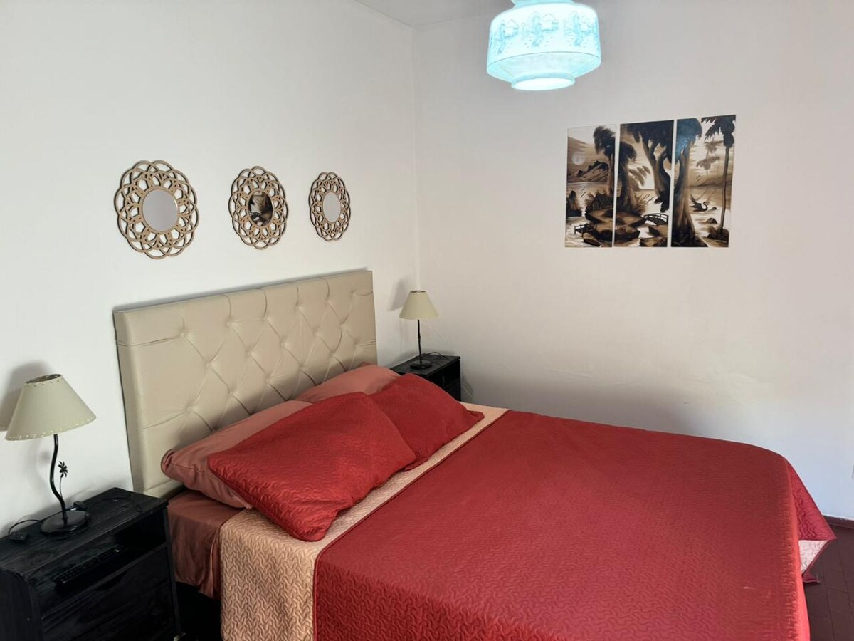 房间配有双人床和电视。