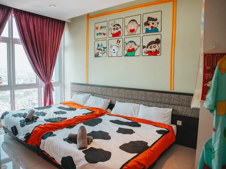 Twin Galaxy Shin Chan Home/4pax/TV BOx/ KSL/ CIQ - Airbnb