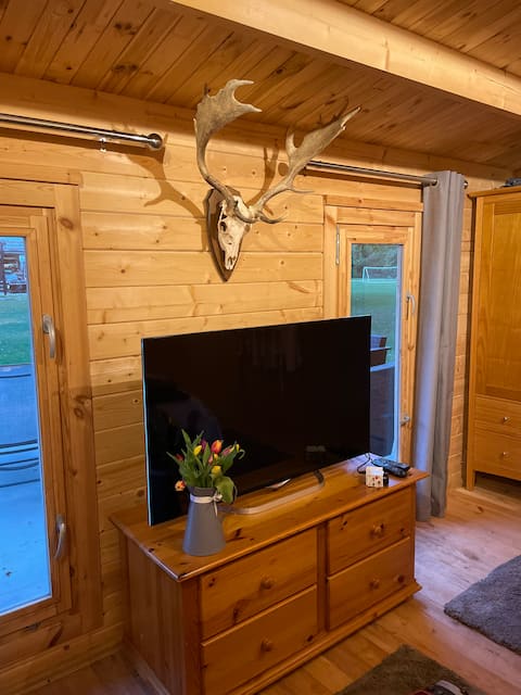 Rustic comfy cabin: airport shuttle, free parking