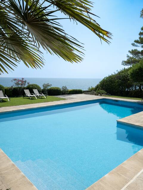 La Roche Bleue-Villa with pool, garden and sea view