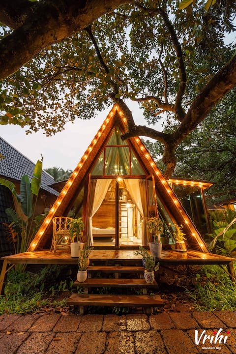 Luxury A-Frame:Nirja|Romantic Open-Air Bathtub|Goa