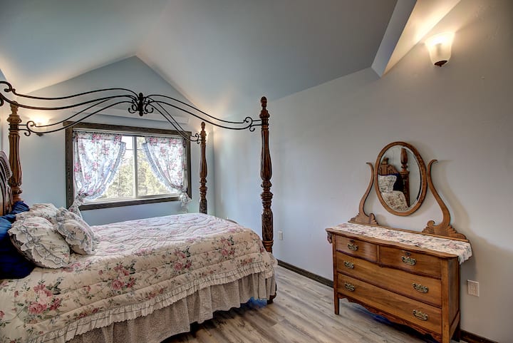 Large armoire for additional belongings out of site behind photographer