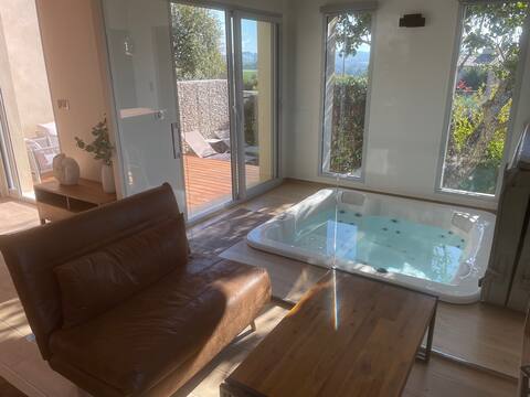 accommodation with a hot tub