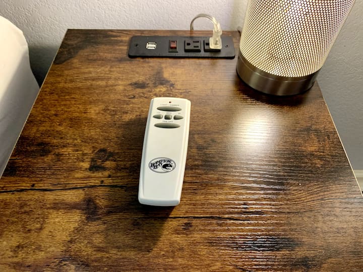 Night stands in master bedroom with USB ports.