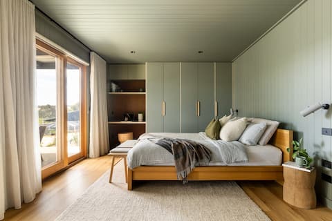 Modern studio with valley views