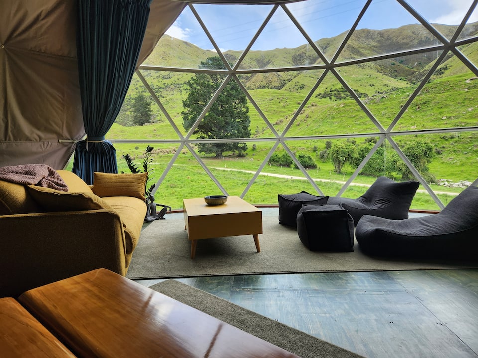 A geodesic dome on a lavender farm, Danseys Pass, Canterbury, New Zealand, photo 2 of 10
